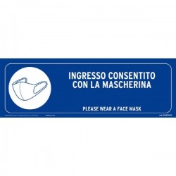 Cartello adesivo 30x10 - INGRESSO CON MASCHERINA